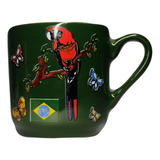 Caneca Em Cerâmica Com Arara Vermelha 8cm 200ml Cer76