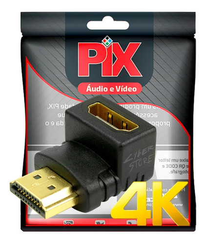 Adaptador Hdmi 2.0 4k Ângulo 90º Graus Emenda L - Tv Painel