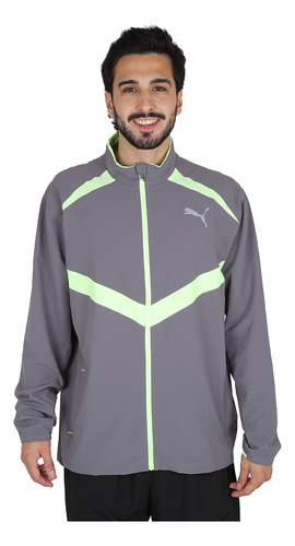 Campera Running Puma Run Ultraweave Hombre En Gris Y Verde