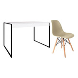 Conjunto Home Office Completo Cadeira Fendi Mesa90x60 Branca