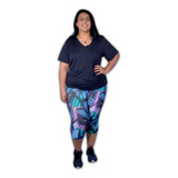 Roupa De Academia Feminina Lycra Plus Size Cós Alto Estampas