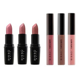 Set Labiales Mate Y Tinta De Labios Bissú 6 Pzas Tonos Nude