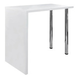 Mesa De Bar Mdf Con 2 Patas De Acero Blanco Alto Brillo