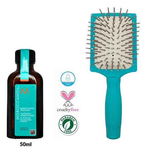 Kit Aceite Argan Hidratante Moroccanoil 50ml Cepillo Capilar