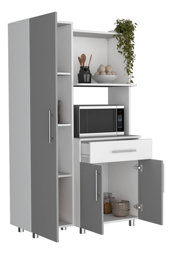 Armario Cocina Pantress 165x98x45 Primetrading Color Blanco Gris