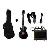 Combo Guitarra Electrica Parquer Les Paul Negra Zurdo Amp 5w