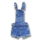 Jardineira Macacão Jeans Escuro Shorts Infantil E Juvenil