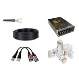 Cabo 100m 4 Pares Cat5e, 70 Rj45, Balun E Fonte 10a Cr1r7bf1