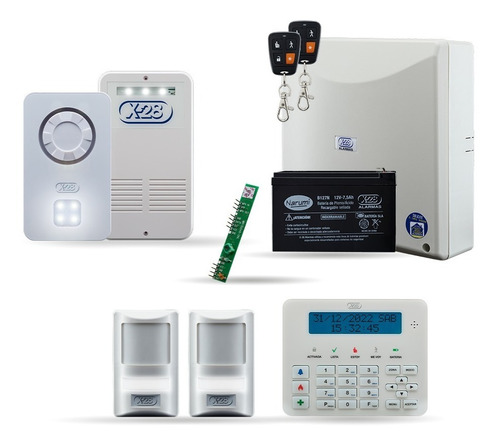 Kit Alarma Full Casa X-28 32 Zonas Luz Emerg Y Controles