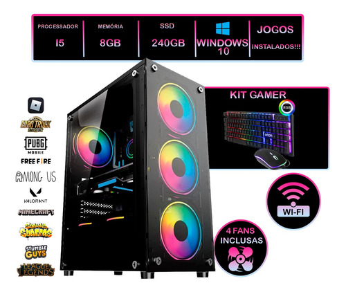 Cpu Gamer Barato I5 8gb Ssd 240gb Kit Gamer Completo