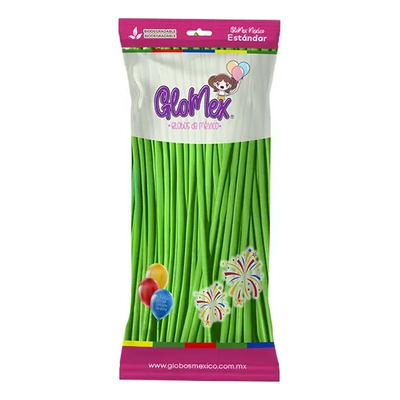 Globos de Látex Glomex Tubito Largo 260 Verdes Lima para Fiestas, Pack de 100 | MercadoLibre