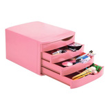 Gaveteiro Organizador Porta Tudo 4 Gavetas Waleu Maxcril Cor Rosa Pastel