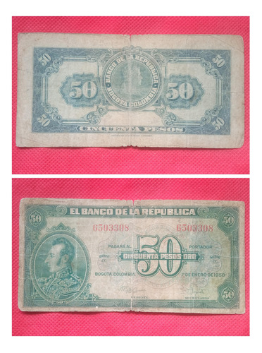Billete  50 Pesos Oro  1958.