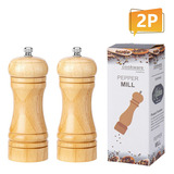 Molinos Manuales De Sal Y Pimienta De Madera Ajustables 2pzs