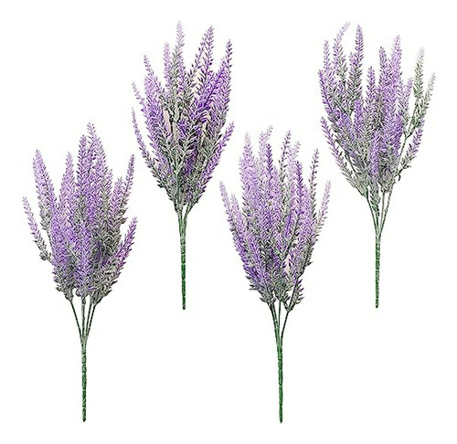 Lavanda Morada Artificial, 4 Arbustos De Flores Lilas Falsas