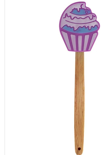 Espátula Silicone Formato De Cupcake Com Cabo De Madeira