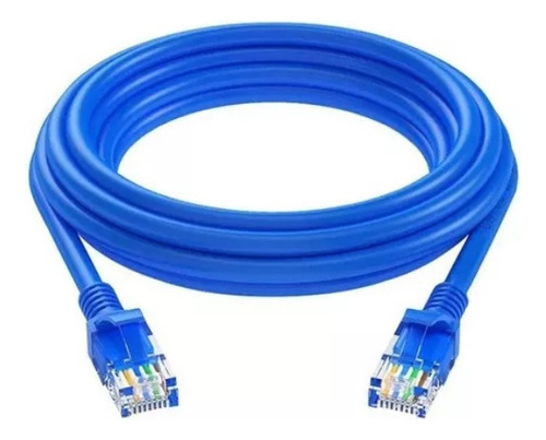 Cabo De Rede 4px23 Awg Cat6 Conectorizado Azul 10 Metros