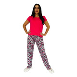 Pijama Pantalón Sencillo Con Camiseta Para Mujer