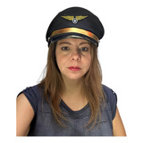 Sombrero De Piloto Aviador Para Disfraz Color Negro