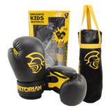 Kit Saco De Pancada Luva Boxe Muay Thai Infantil - Pretorian