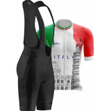 Kit De Ciclismo Masculino Bretelle Gel Camisa Italia Premium
