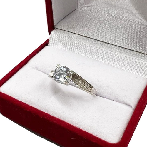 Anillo Mujer Solitario Piedras Central Grande Plata 925 Amor