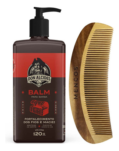 Balm Barba Negra + Pente De Madeira Maciça Don Alcides