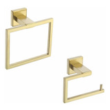 Set De 2 Accesorios Para Baño Dorado Cepillado Kes -7nv8gl4