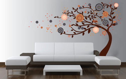 Vinilo Pared Arbol De Mandala Color Wall Sticker