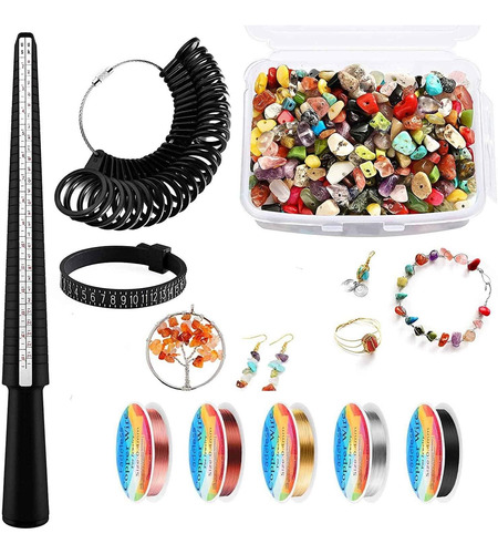 Kit Para Hacer Anillos 400 Cuentas De Piedra Para Joyería.