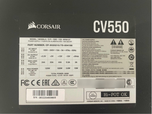 Fuente Corsair Cv550 | 550w - Impecable Y Poco Uso