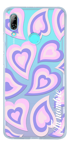 Funda Para Huawei Para Mujer Corazones Morados Con Nombre