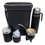 Set Matero Termo 1 L Cebador Mate Imperial Cuero Y Calabaza 