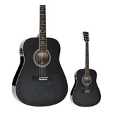 Violão Elétrico Vogga Vck380 Aço Folk Black Maple Flamed Cor Preto