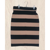 Falda Forever 21 Talla S Rayas Negro Y Beige