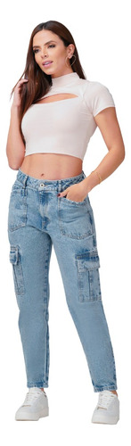 Jeans Colombiano Mom Fit - Azul Claro