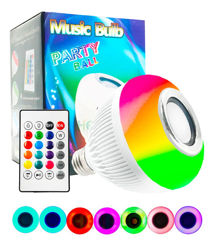 Lampada Musical Caixa Som Bluetooth Led Rgb Com Controle E27