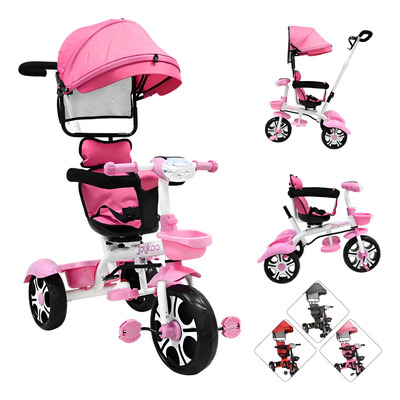 Triciclo Para Niños Evolutivo Asiento Giratorio Luz Y Sonido Color Rosa Claro | Envío gratis