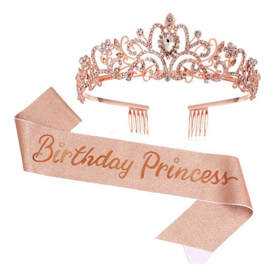 Tiara De Cumpleañera, Corona De Princesa Coronada Con Banda