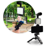 Kit Estabilizador Soporte Celular Luz Led Vlog Video Ay49