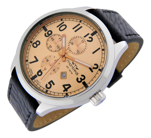 Reloj Montreal Hombre Ml1220 Calendario Agujas Luminosas