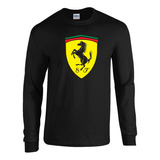 Camiseta Ferrari Logo Carros Camibuso Manga Larga Hombre