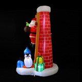 Inflable Santa Y Pingüino Chimenea Navidad Patio