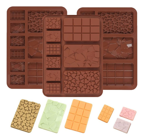 Molde Silicon Barras Tabletas 3 Chocolates - Jabón Artesanal