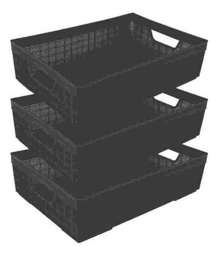 Kit 3 Cesta Organizadora A3 Multiuso 11,5l Reforçada Jaguar