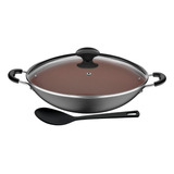 Wok Tramontina Antiaderente Vermont Tampa De Vidro 32cm