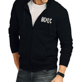 Buzo Hoddie Capota Cremallera Ac/dc Azul Oscuro