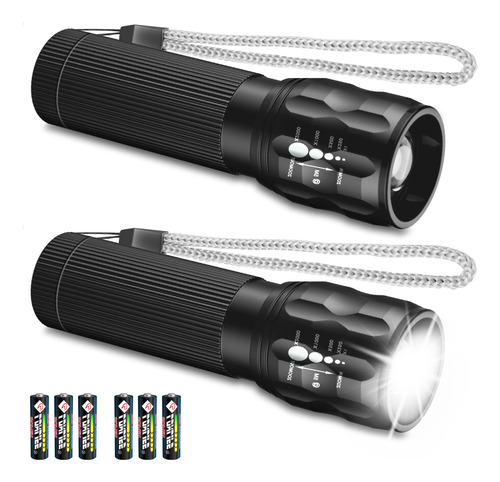 2pcs Lámpara Táctica Recargable Linterna Led Zoom Campismo