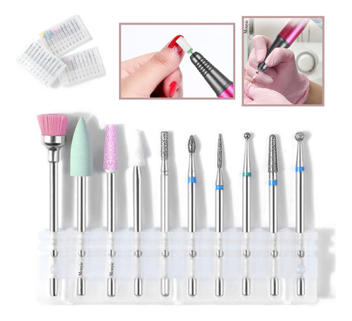 Kit Manicura Profesional Uña Pedicure Fresa Broca 10pzs