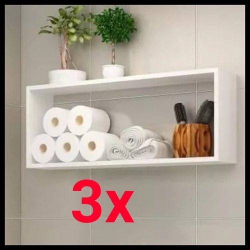 Trio Nichos Montado Banheiro Branco 100% Mdf Forte 